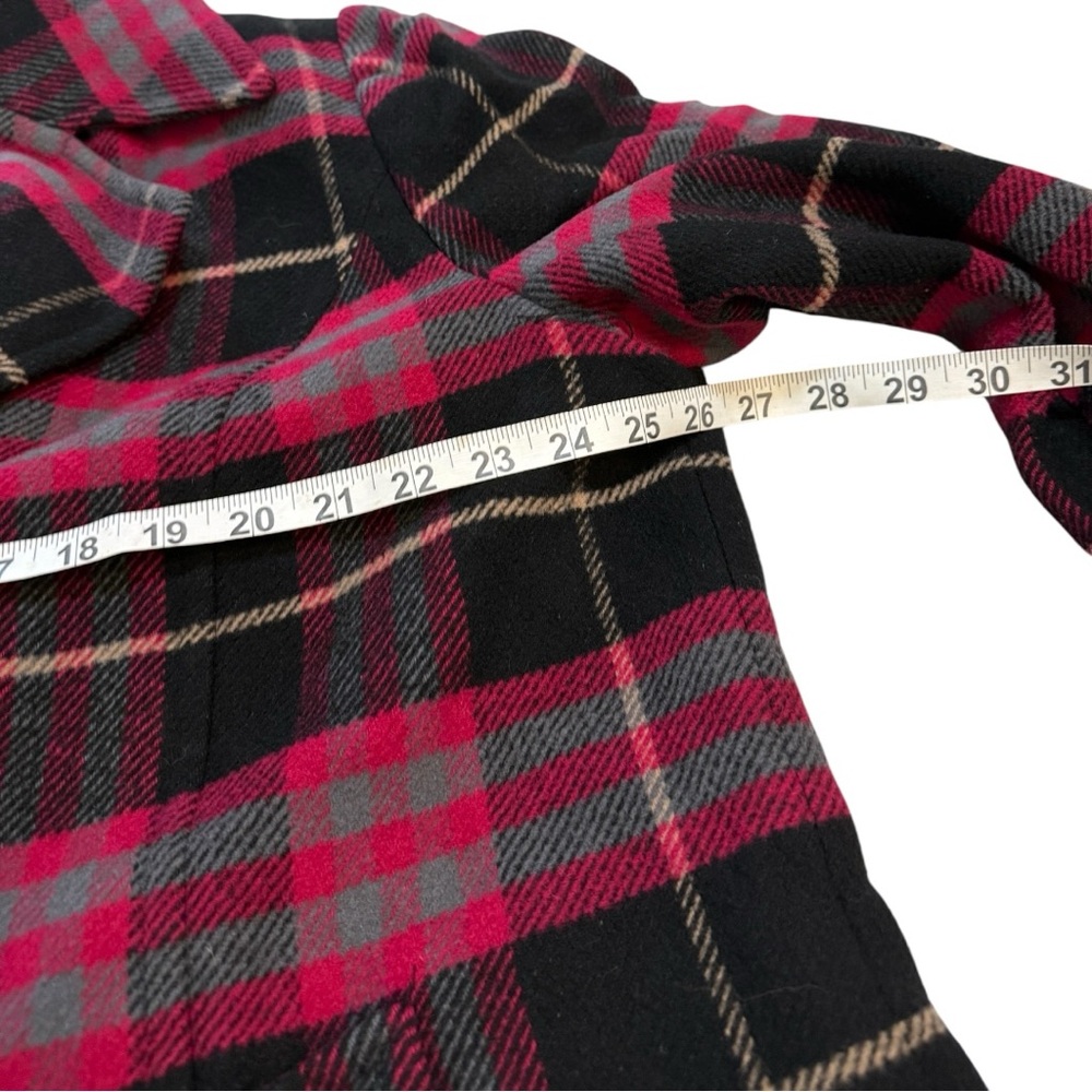 Chadwicks 90s Red & Black Plaid Checkered Wool Rayon Blend Coat - Picture 6 of 8